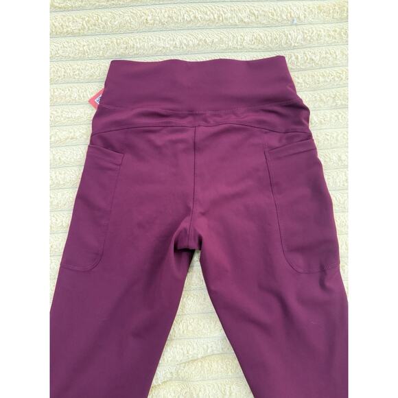 Women’s Burgundy Wine Maroon Flared Leg Popped Leggings Active Athletic Medium - Picture 4 of 9
